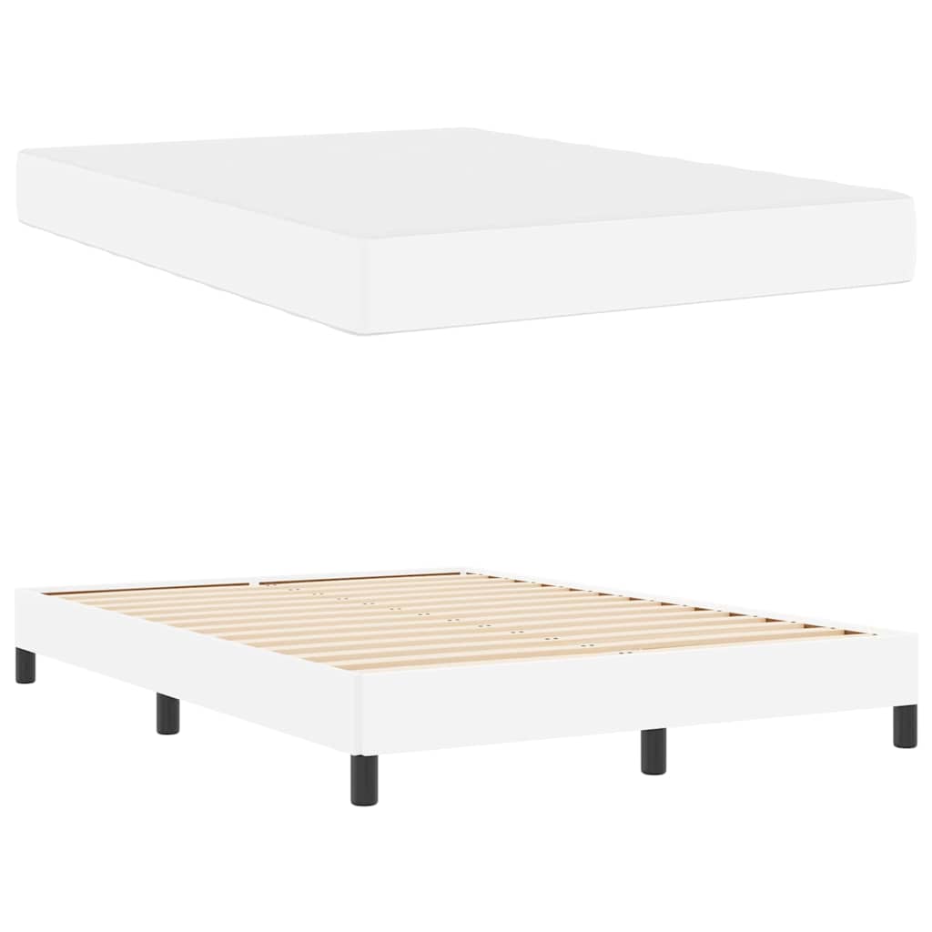 Bett mit Matratze Reinweiß 160 x 200 cm Kunstleder