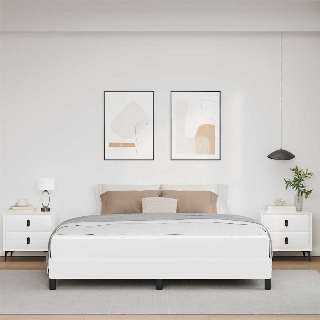 Bett mit Matratze Reinweiß 180 x 200 cm Kunstleder