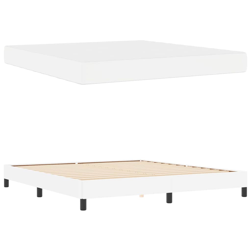 Bett mit Matratze Reinweiß 180 x 200 cm Kunstleder