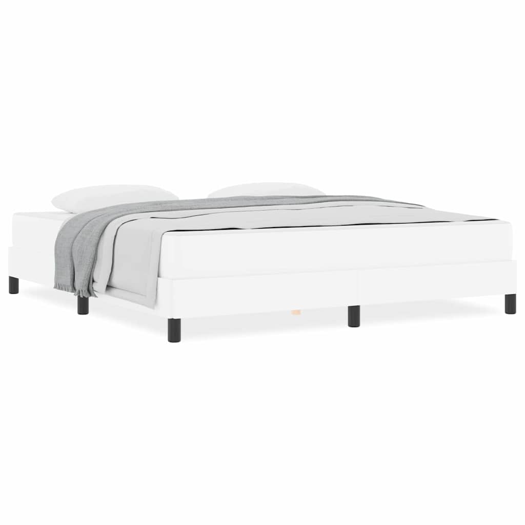 Bett mit Matratze Reinweiß 180 x 200 cm Kunstleder