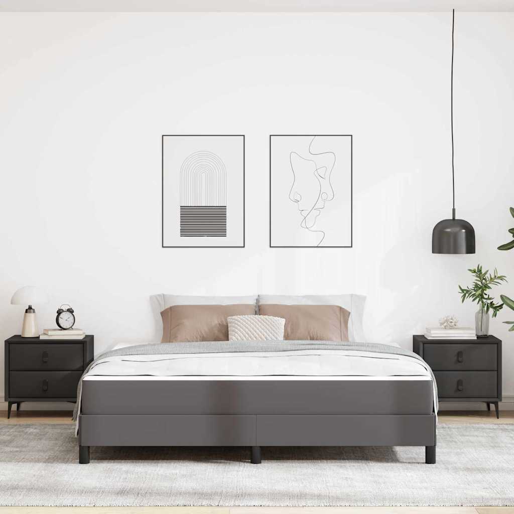 Bett mit Matratze Grau 180 x 200 cm Kunstleder