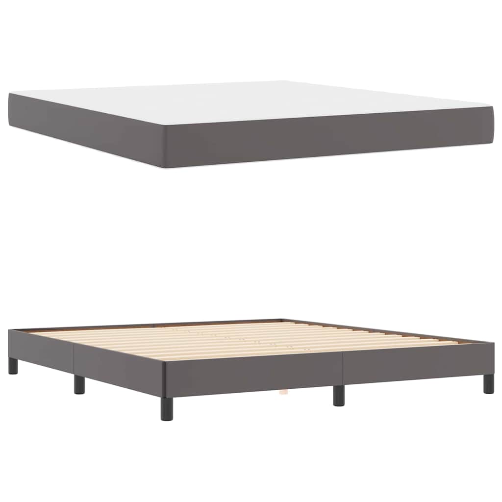Bett mit Matratze Grau 180 x 200 cm Kunstleder