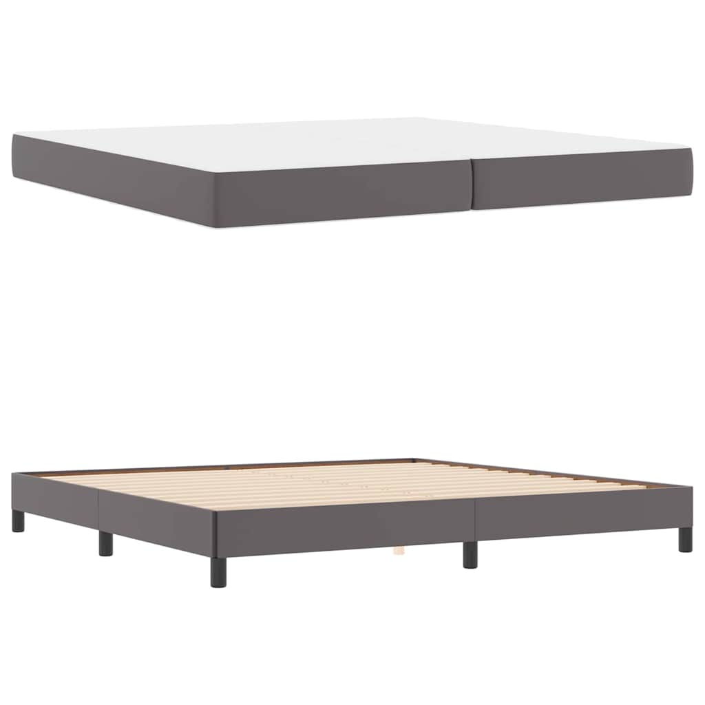 Bett mit Matratze Grau 200 x 200 cm Kunstleder