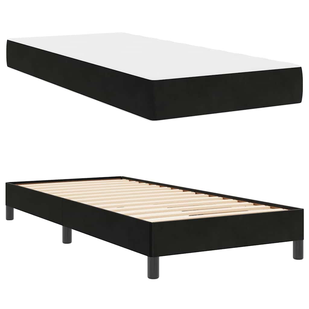 Boxspringbett mit Matratze Schwarz 90 x 190 cm Samt