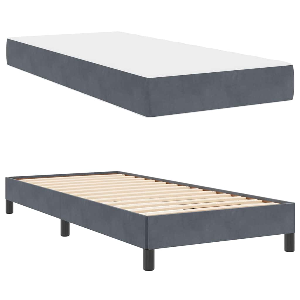 Boxspringbett mit Matratze Dunkelgrau 100 x 200 cm Samt