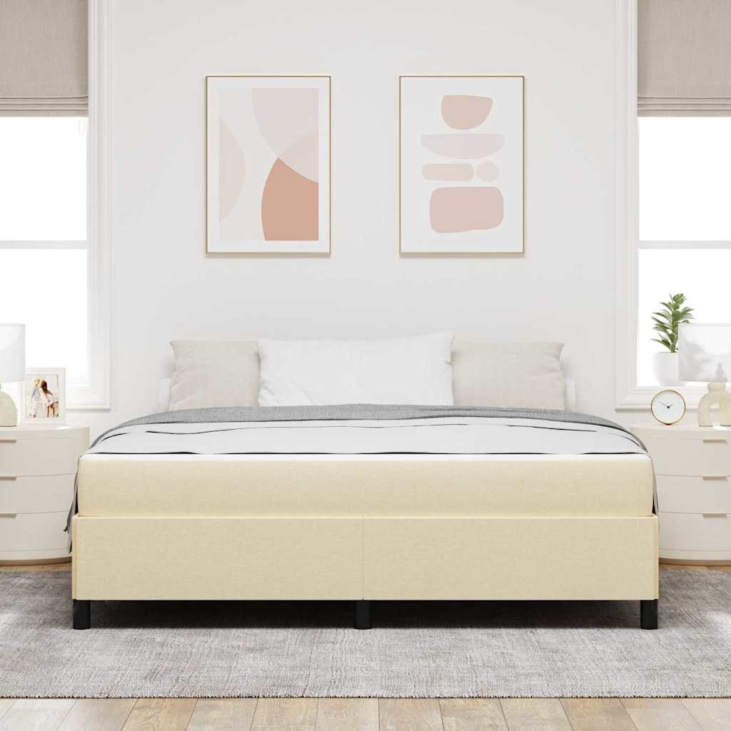 Boxspringbett Creme, Schwarz 180 x 200 cm Stoff, Ingenieurholz
