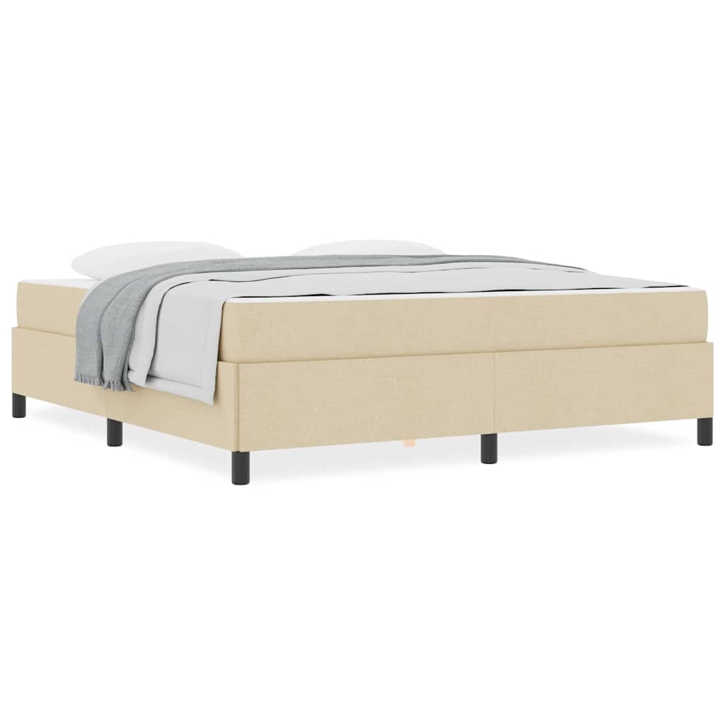 Boxspringbett Creme, Schwarz 180 x 200 cm Stoff, Ingenieurholz
