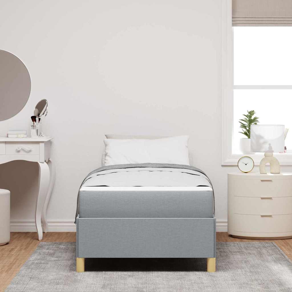 Boxspringbett Hellgrau und Braun und Weiß 80 x 200 cm Stoff