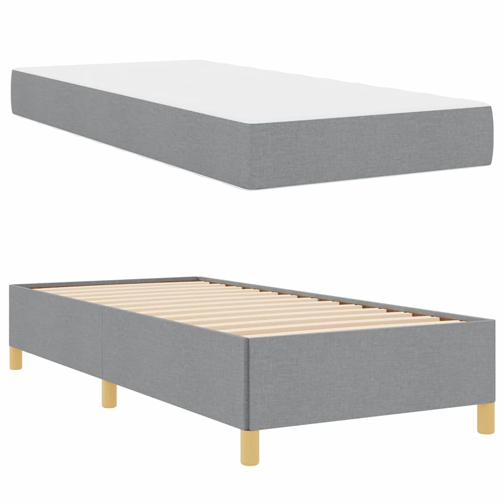 Boxspringbett Hellgrau und Braun und Weiß 80 x 200 cm Stoff