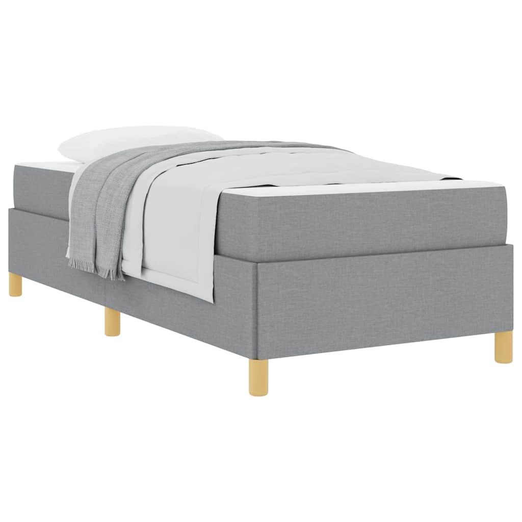 Boxspringbett Hellgrau und Braun und Weiß 80 x 200 cm Stoff