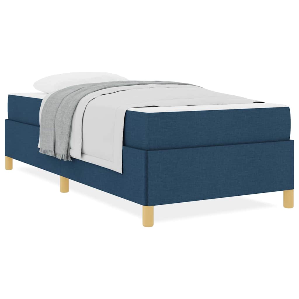 Boxspringbett Blau und Braun und Weiß 80 x 200 cm Stoff
