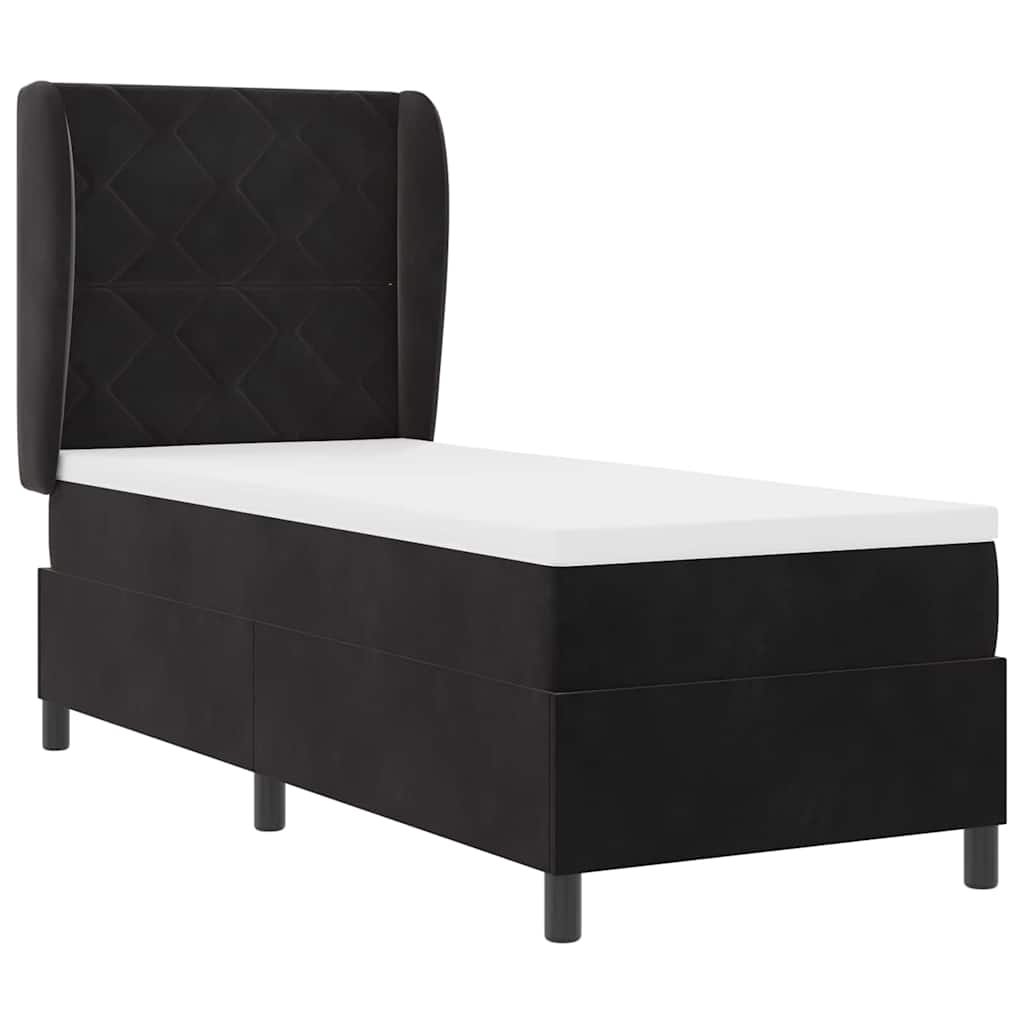 Boxspringbett mit Matratze Schwarz 80 x 200 cm Samt
