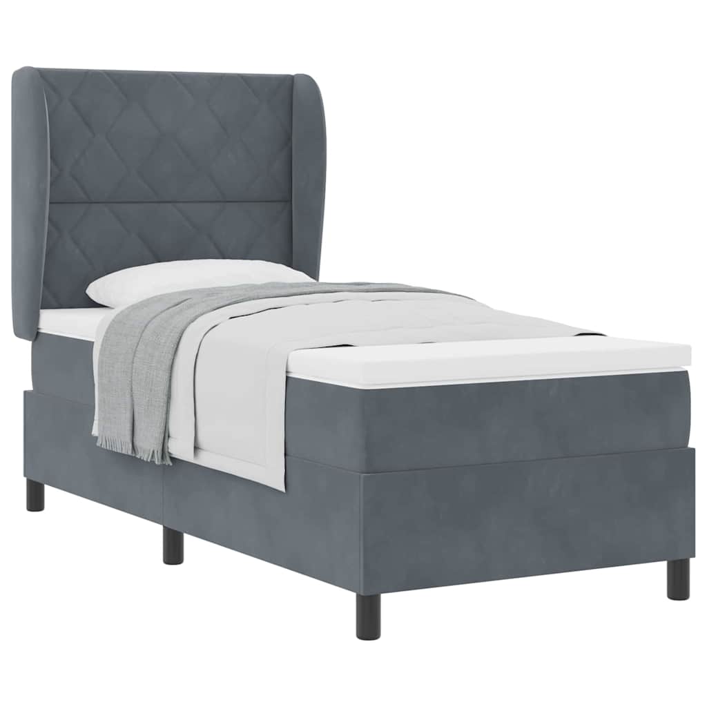 Boxspringbett mit Matratze Dunkelgrau 100 x 200 cm Samt