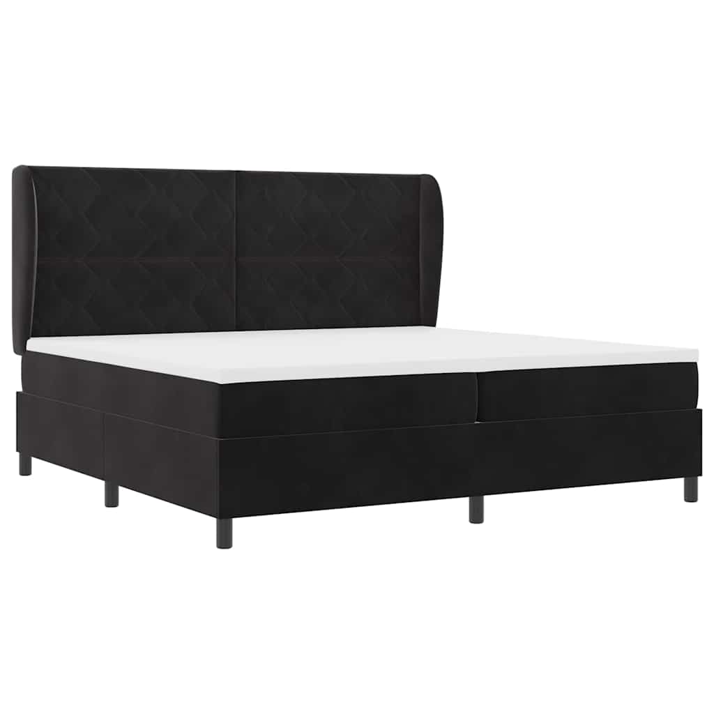 Boxspringbett mit Matratze Schwarz 200 x 200 cm Samt