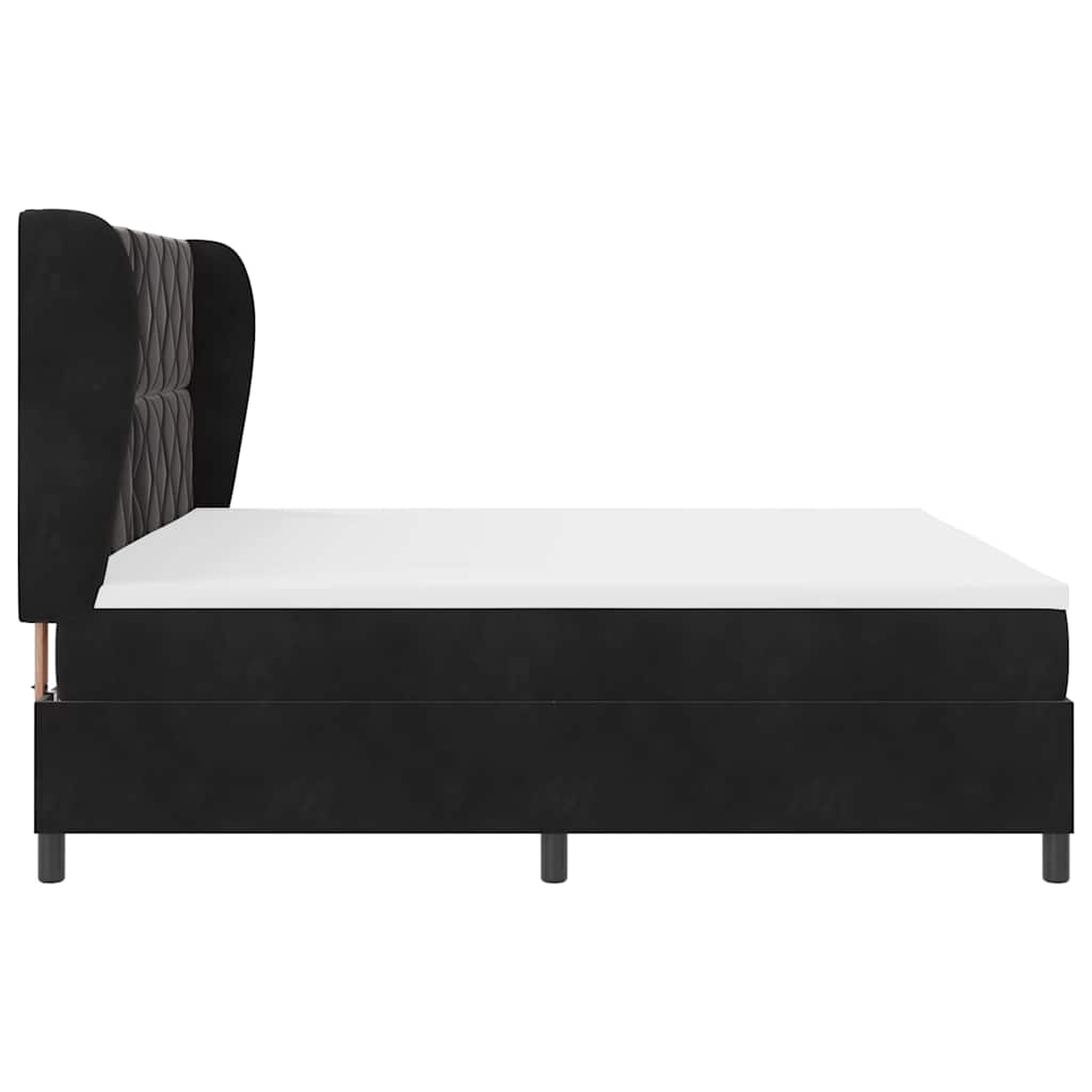 Boxspringbett mit Matratze Schwarz 200 x 200 cm Samt