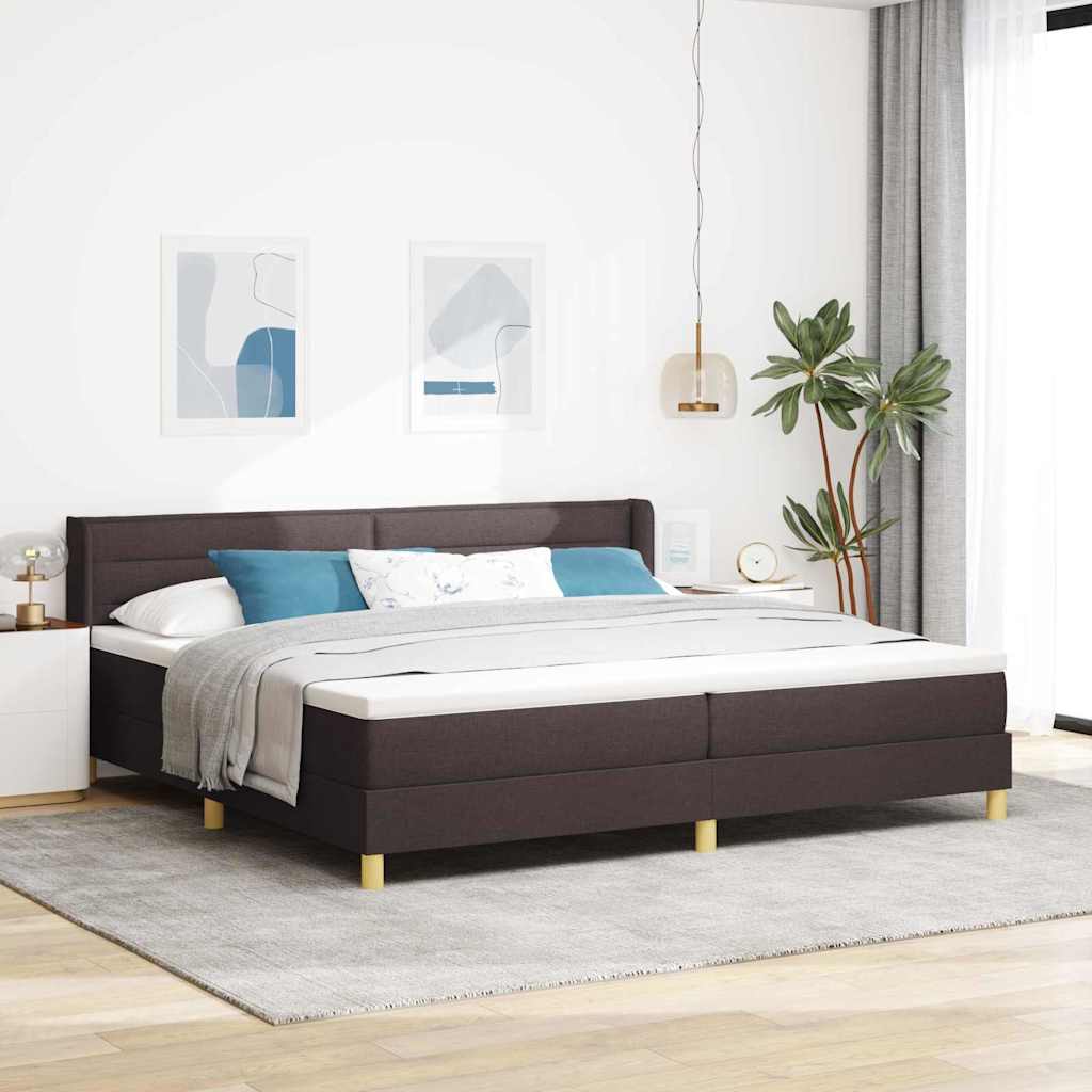 Boxspringbett Dunkelbraun und Weiß 200 x 200 cm Stoff