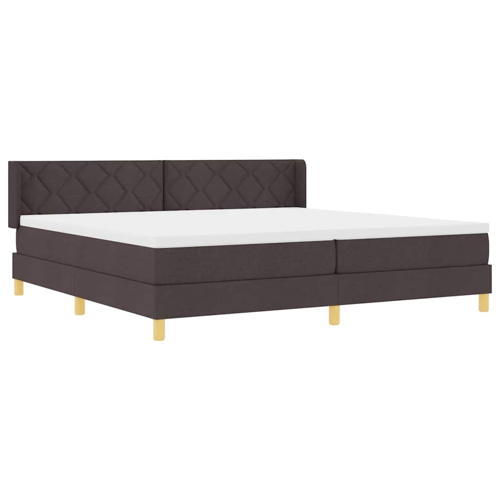Boxspringbett Dunkelbraun und Weiß 200 x 200 cm Stoff