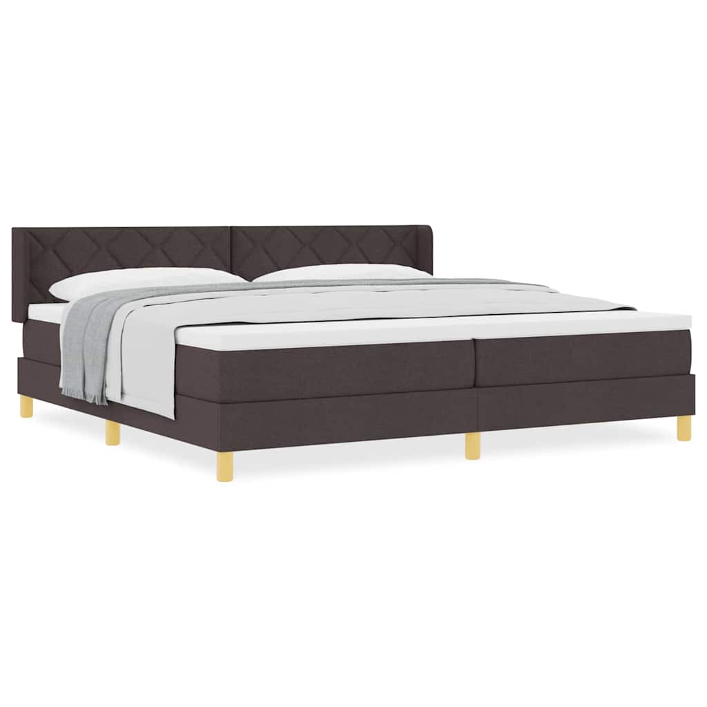 Boxspringbett Dunkelbraun und Weiß 200 x 200 cm Stoff