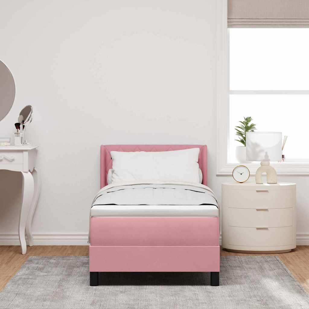 Boxspringbett mit Matratze Schwarz 100x200 cm Velvet Rosa