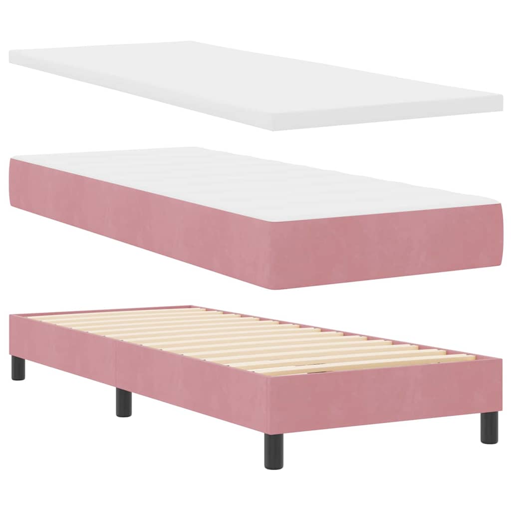 Boxspringbett mit Matratze Schwarz 100x200 cm Velvet Rosa