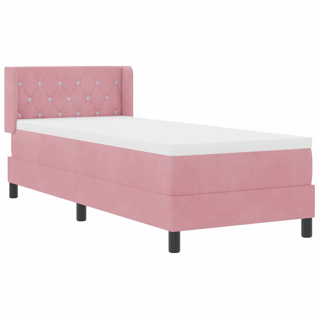 Boxspringbett mit Matratze Schwarz 100x200 cm Velvet Rosa