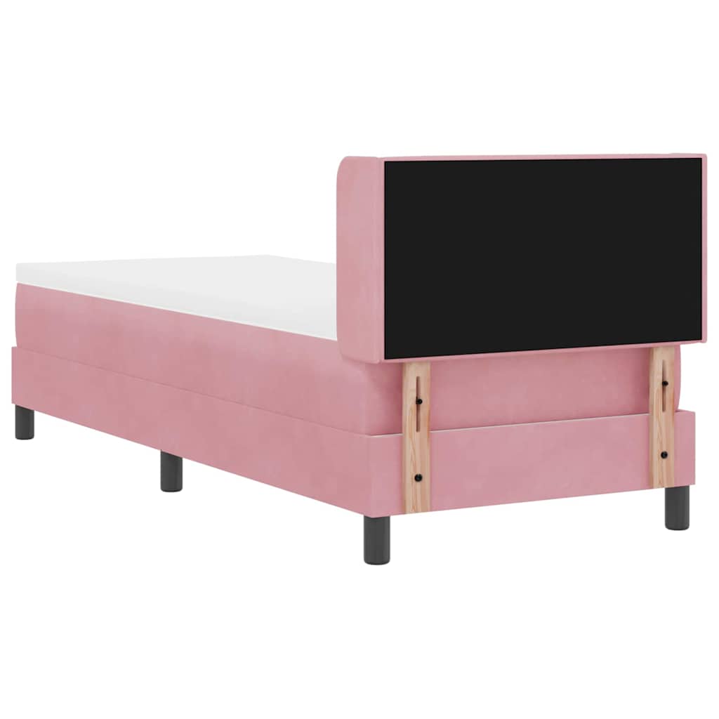 Boxspringbett mit Matratze Schwarz 100x200 cm Velvet Rosa