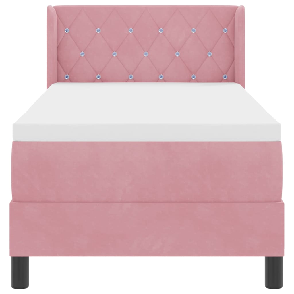 Boxspringbett mit Matratze Schwarz 100x200 cm Velvet Rosa