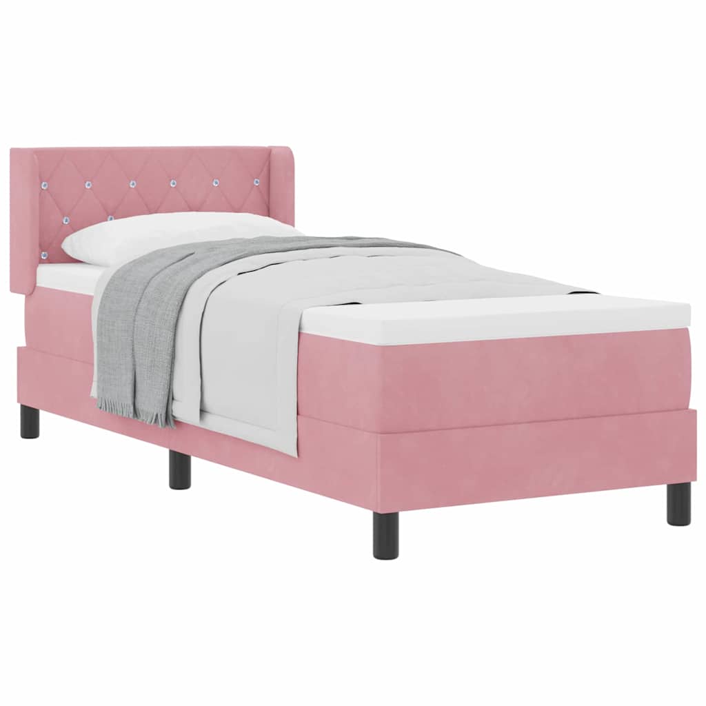 Boxspringbett mit Matratze Schwarz 100x200 cm Velvet Rosa
