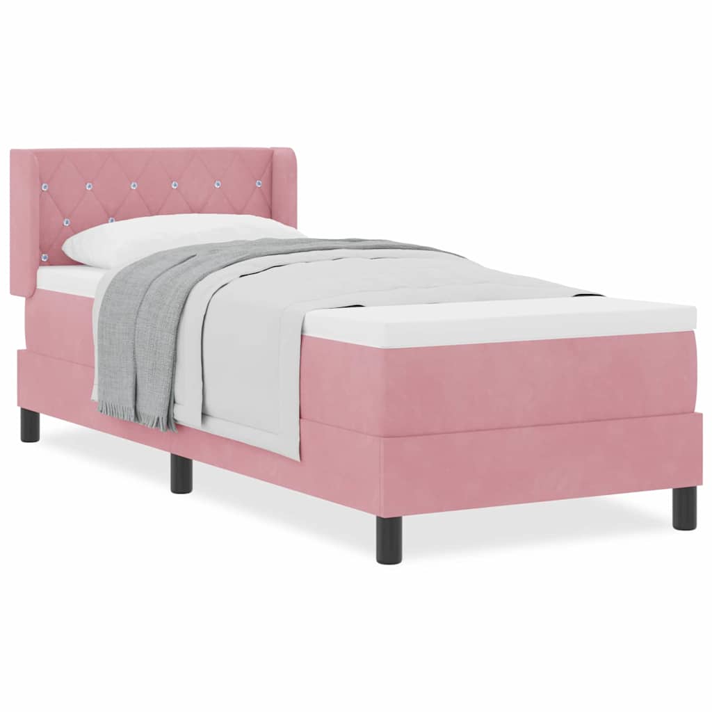 Boxspringbett mit Matratze Schwarz 100x200 cm Velvet Rosa