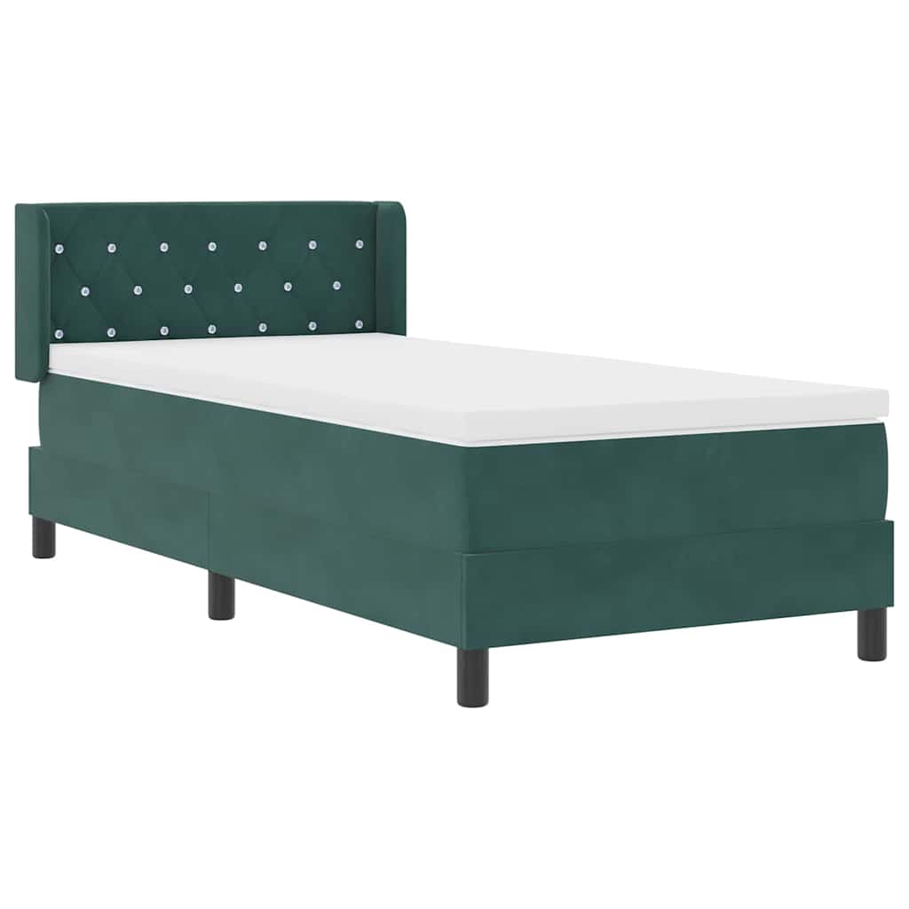 Boxspringbett mit Matratze Schwarz 100x200 cm Velvet Dunkelgrün