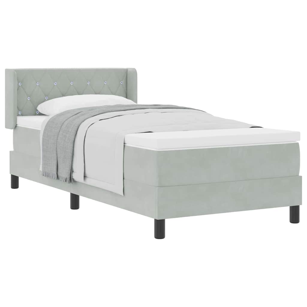 Boxspringbett mit Matratze Schwarz 100x200 cm Velvet Hellgrau