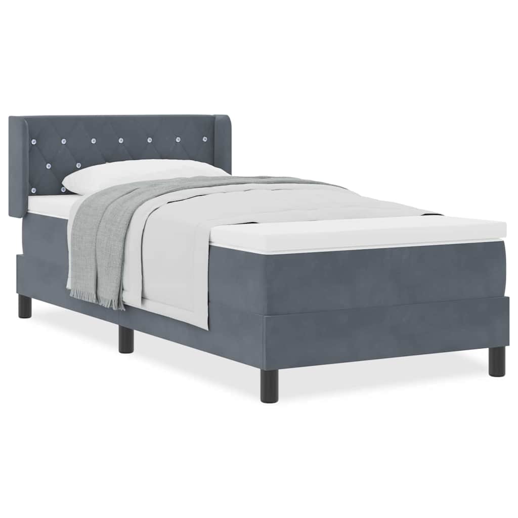Boxspringbett mit Matratze Schwarz 100x200 cm Velvet Dunkelgrau