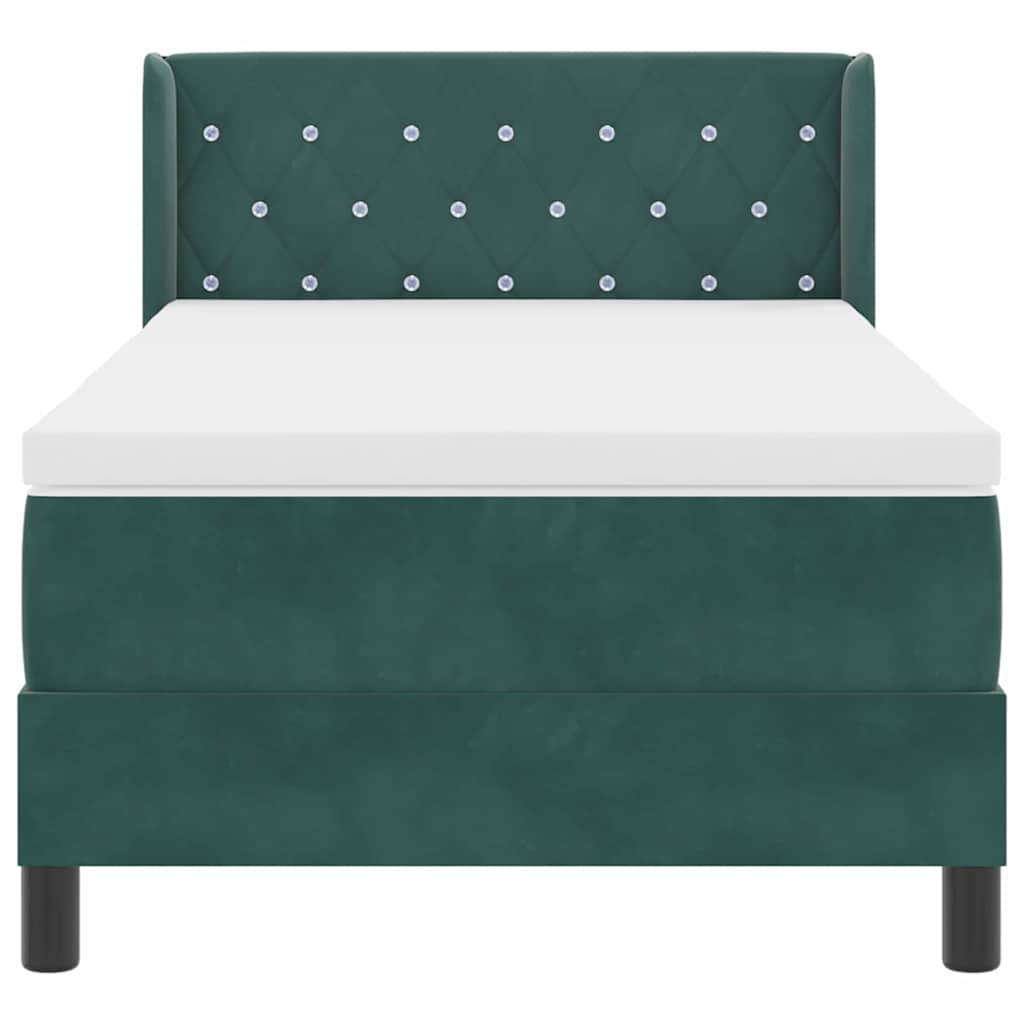Boxspringbett mit Matratze Schwarz 100x200 cm Velvet Dunkelgrün
