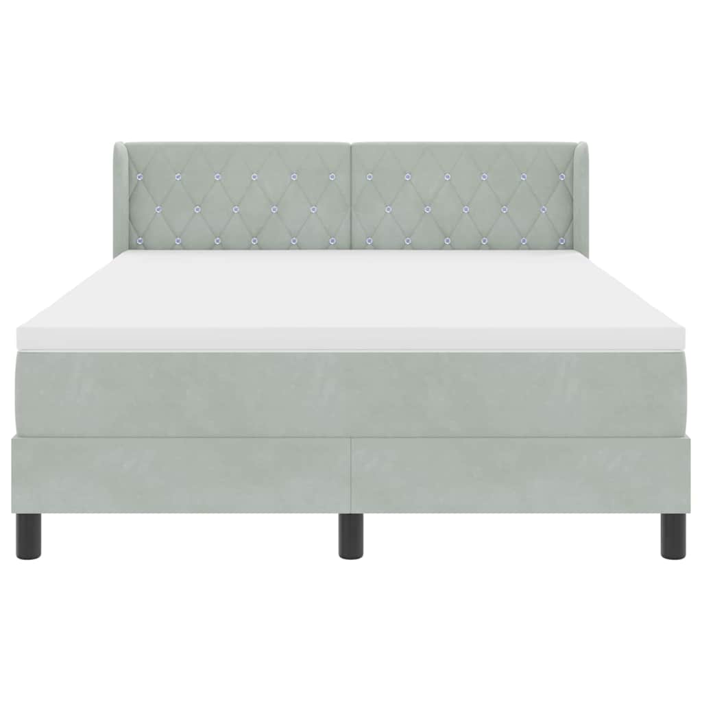 Boxspringbett mit Matratze Schwarz 100x200 cm Velvet Hellgrau