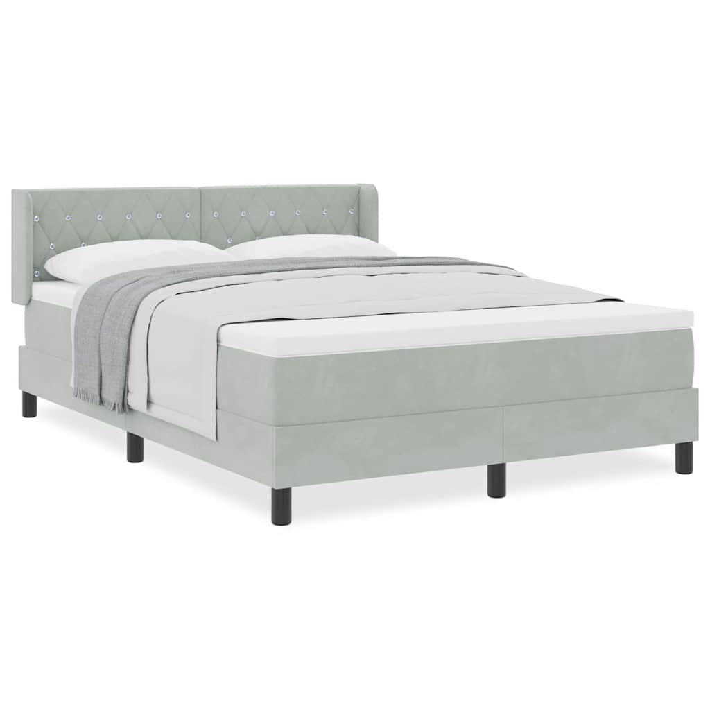 Boxspringbett mit Matratze Schwarz 100x200 cm Velvet Hellgrau