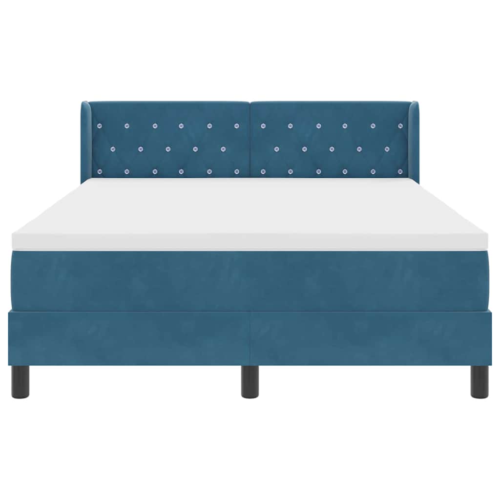 Boxspringbett mit Matratze Schwarz 100x200 cm Velvet Dunkelblau
