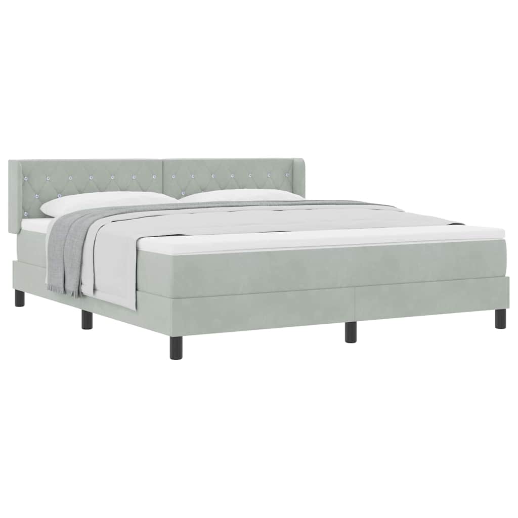 Boxspringbett mit Matratze Schwarz 100x200 cm Velvet Hellgrau
