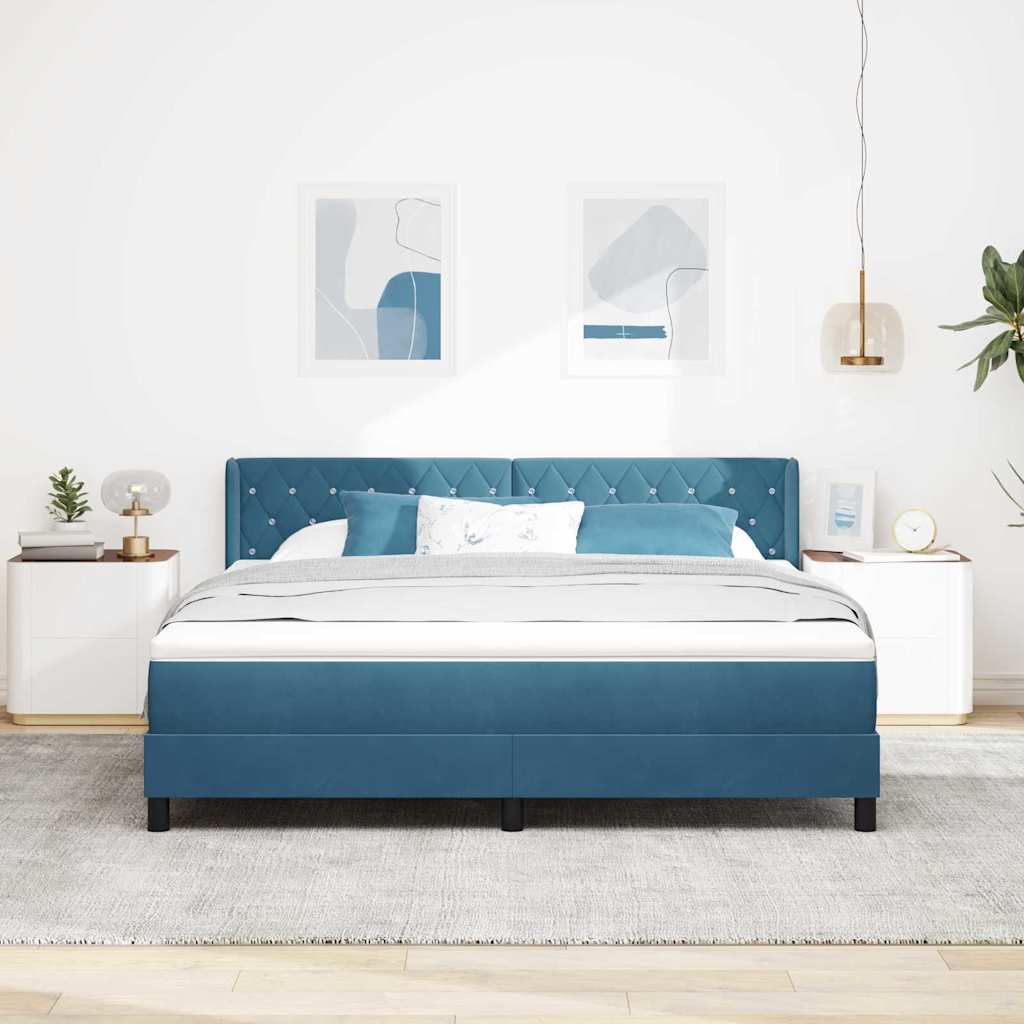 Boxspringbett mit Matratze Schwarz 100x200 cm Velvet Dunkelblau