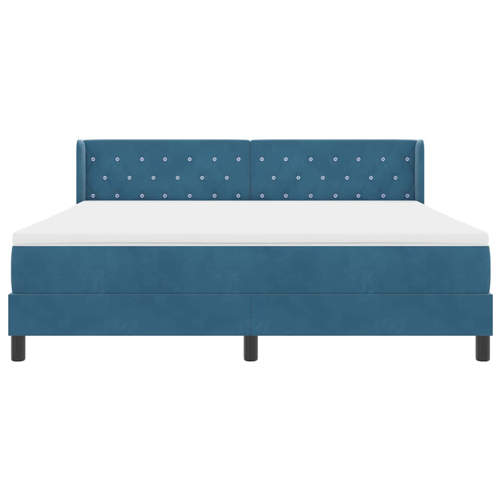 Boxspringbett mit Matratze Schwarz 100x200 cm Velvet Dunkelblau