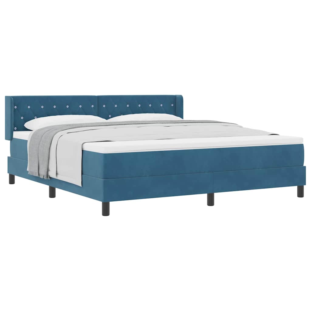 Boxspringbett mit Matratze Schwarz 100x200 cm Velvet Dunkelblau