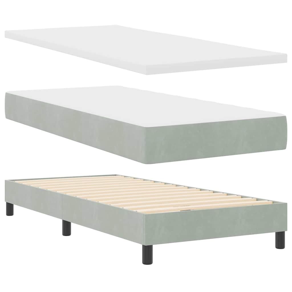 Boxspringbett mit Matratze Schwarz 100x200 cm Velvet Hellgrau