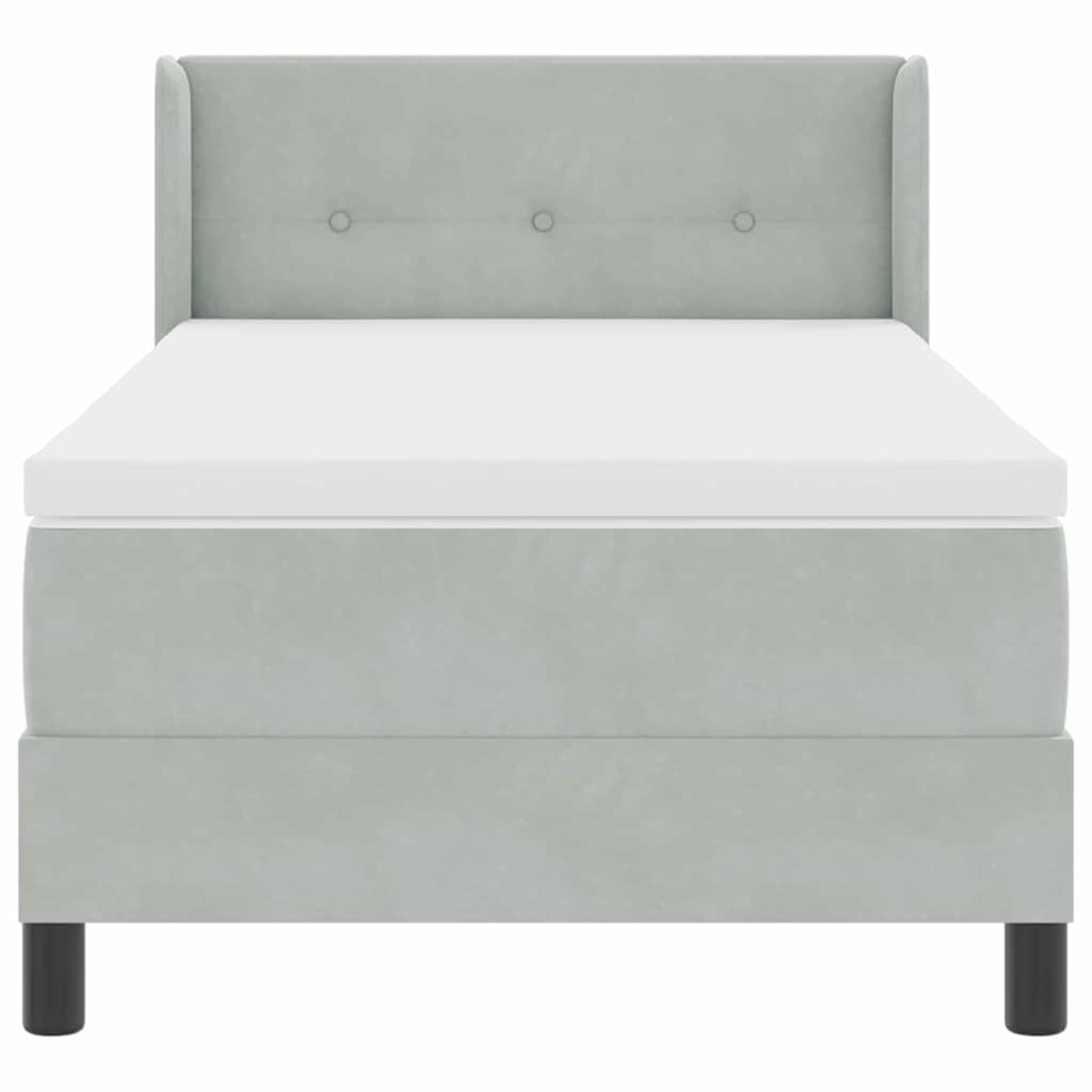 Boxspringbett mit Matratze Schwarz 100x200 cm Velvet Hellgrau