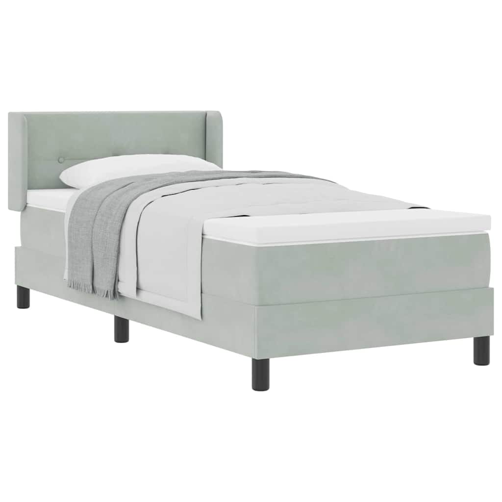 Boxspringbett mit Matratze Schwarz 100x200 cm Velvet Hellgrau