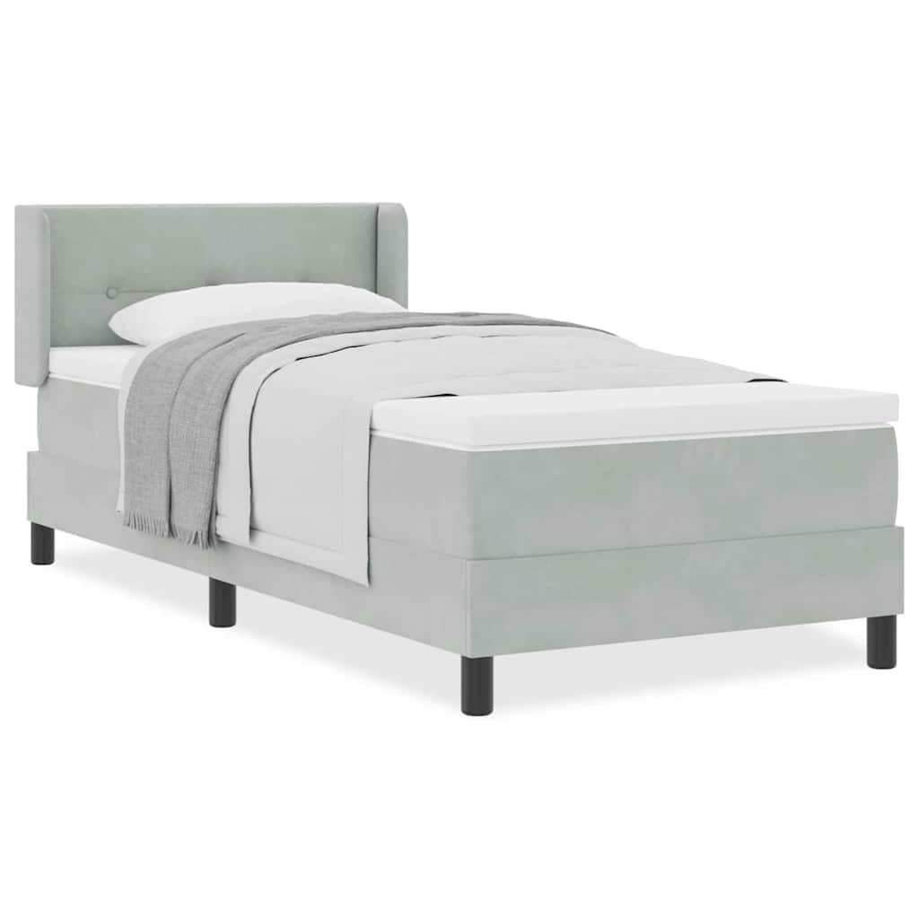 Boxspringbett mit Matratze Schwarz 100x200 cm Velvet Hellgrau