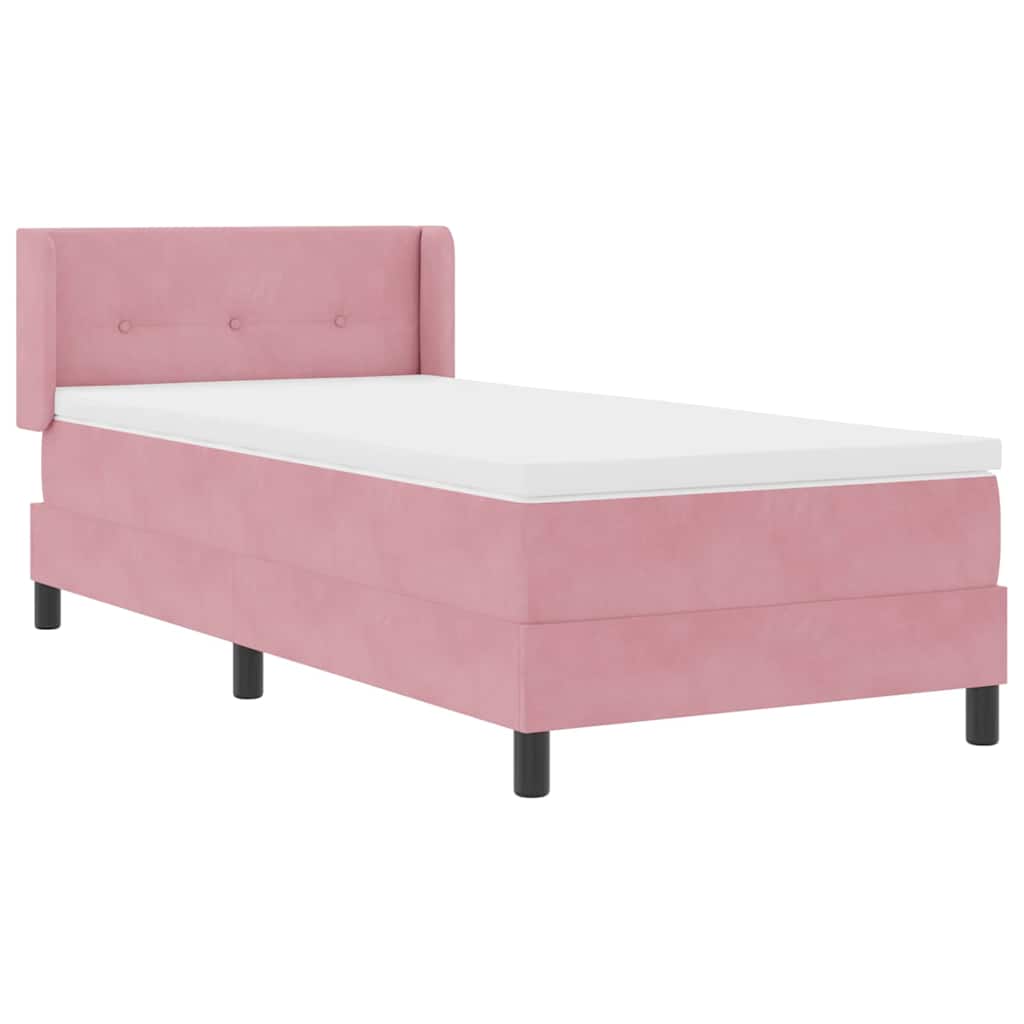 Boxspringbett mit Matratze Schwarz 100x200 cm Velvet Rosa
