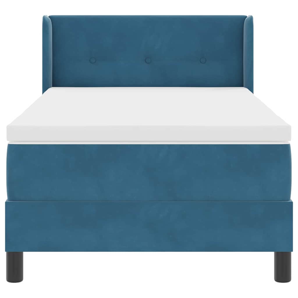 Boxspringbett mit Matratze Schwarz 100x200 cm Velvet Dunkelblau