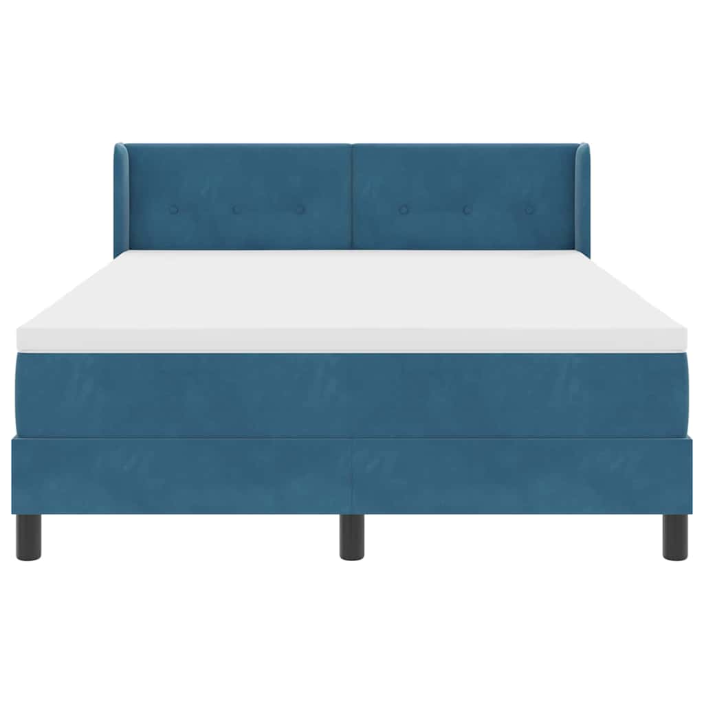 Boxspringbett mit Matratze Schwarz 100x200 cm Velvet Dunkelblau