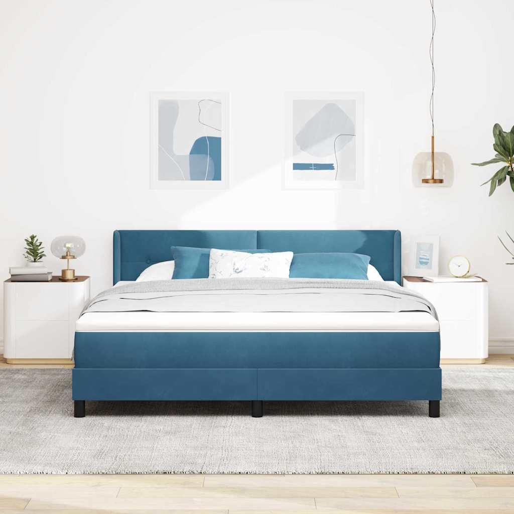 Boxspringbett mit Matratze Schwarz 100x200 cm Velvet Dunkelblau