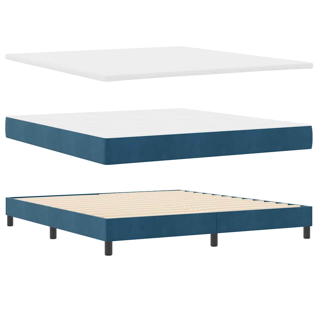 Boxspringbett mit Matratze Schwarz 100x200 cm Velvet Dunkelblau