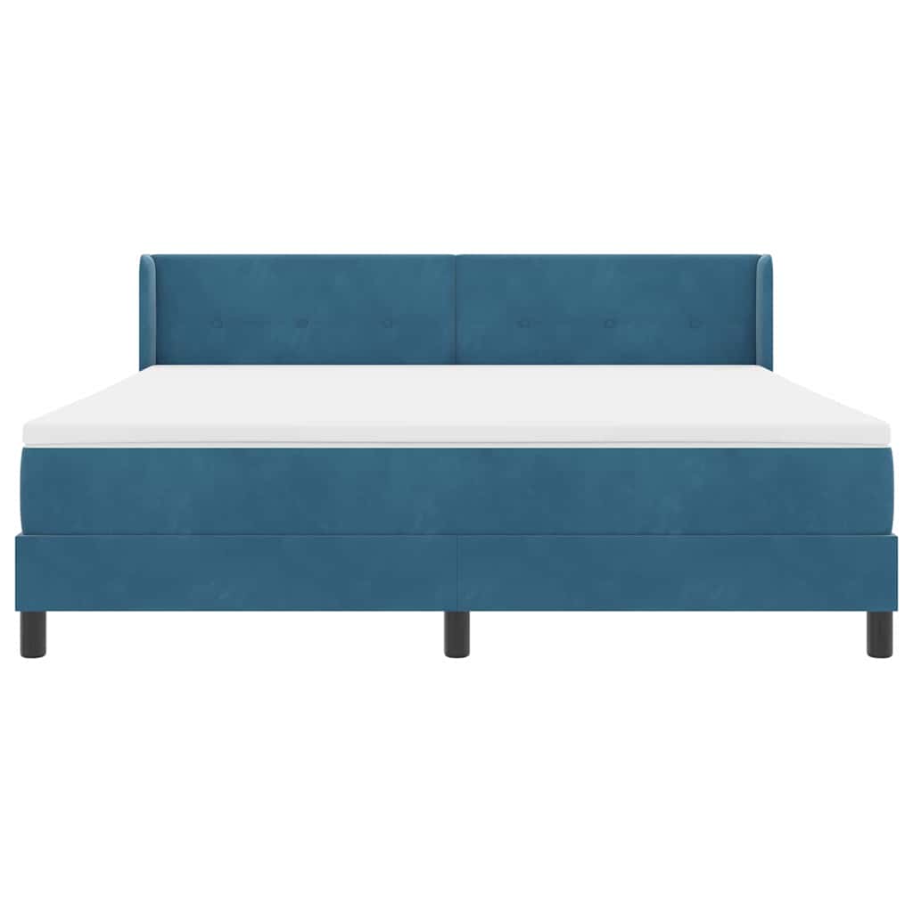 Boxspringbett mit Matratze Schwarz 100x200 cm Velvet Dunkelblau